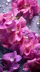 Fototapeta premium Matthiola flowers with water droplets