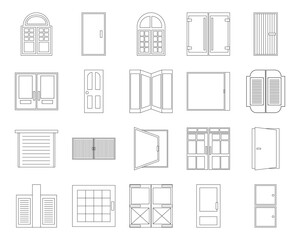Type of door icon collection