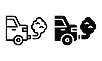 Car pollution icon with outline and glyph style.