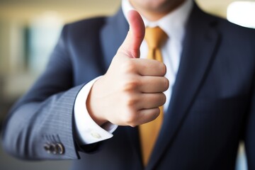 Businessman does thumbs-up gesture - catching a moment of endearment