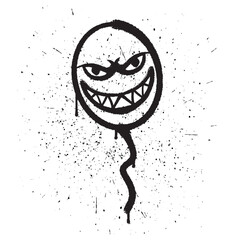 Vector graffiti spray paint smile balloon isolated vector illustration