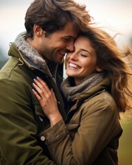 Happy couple in love having a good time together - romantic moment - catching a moment of endearment © 4kclips