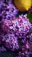 Lilac flowers with water droplets