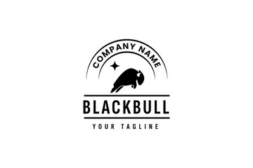 black bull logo vector icon illustration - obrazy, fototapety, plakaty