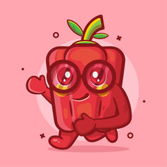cute red paprika character running isolated cartoon in flat style design