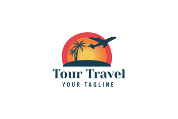 tour and travel logo vector icon illustration