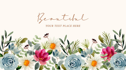beautiful watercolor floral border