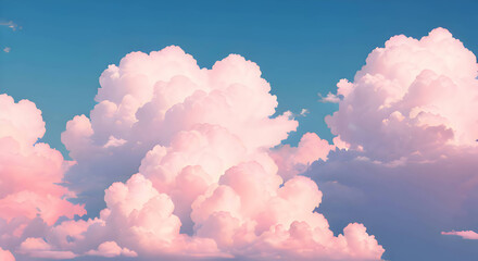 Illustration of beautiful clouds, baby pink color, wallpaper, generative ai