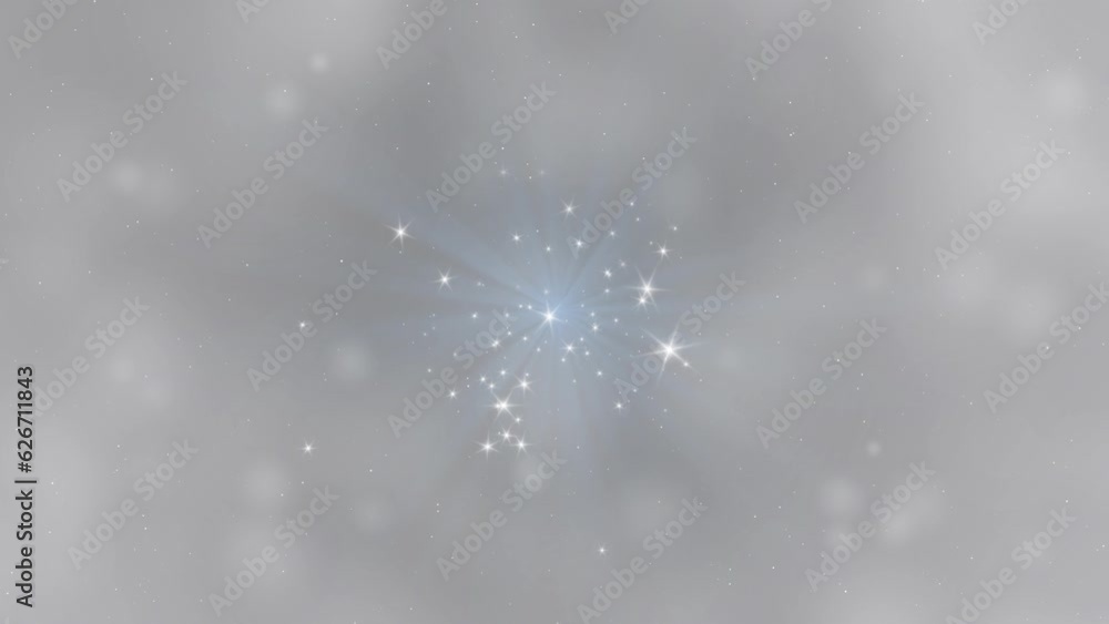 Poster dust in space glittering sparkling particles randomly spin in the air with bokeh. holiday greeting p