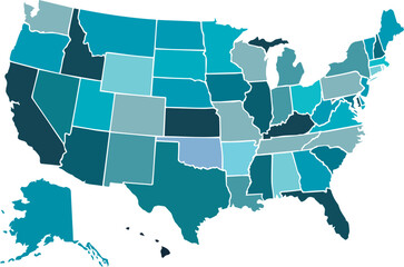 Obraz na płótnie Canvas vector map of united states