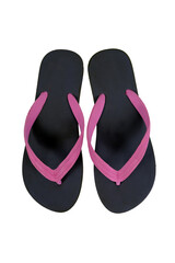 Top view of black and Pink Flip Flops.