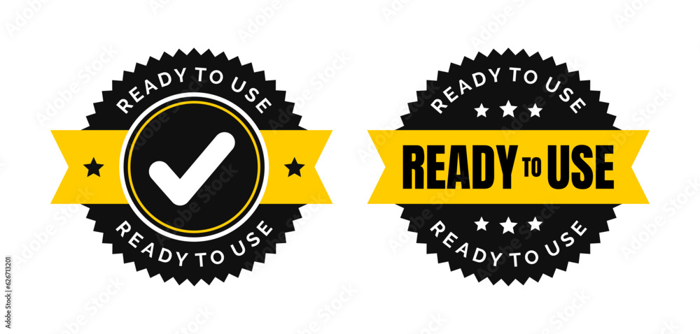 Poster ready to use vector icon. black yellow color with checklist ribbon circle. vector illustration