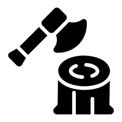 wood axe glyph icon