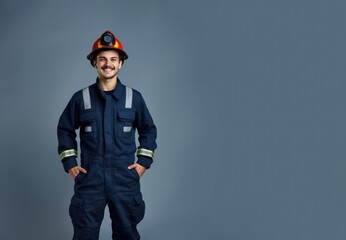 Obraz na płótnie Canvas Firefighter model with a plain background