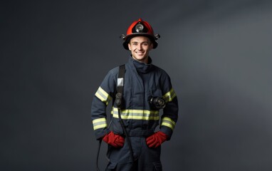 Obraz na płótnie Canvas Firefighter model with a plain background