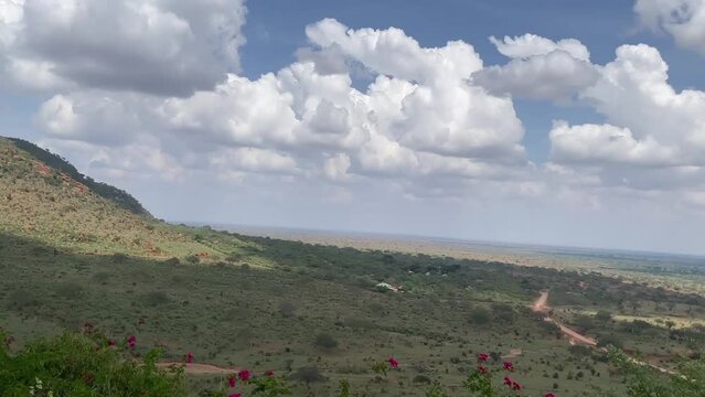 afracan national park tsavo east savanna on sunrise trip landscape tour