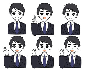 Fototapeta premium スーツを着た男性のイラストセット