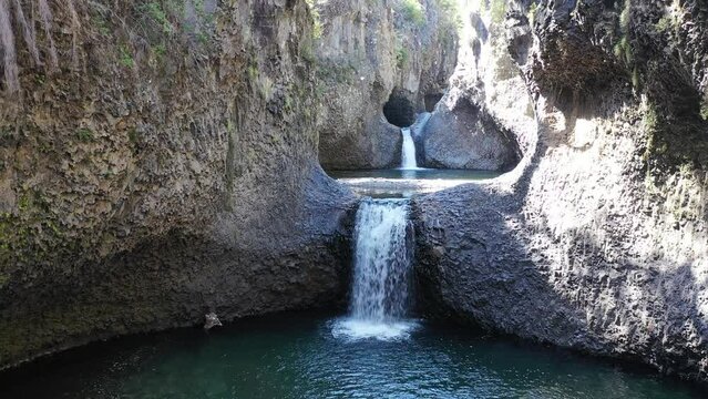 National Park Siete Tazas waterfall in Radal Siete Tazas, Maule Chile