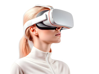 Woman using virtual reality, generative AI