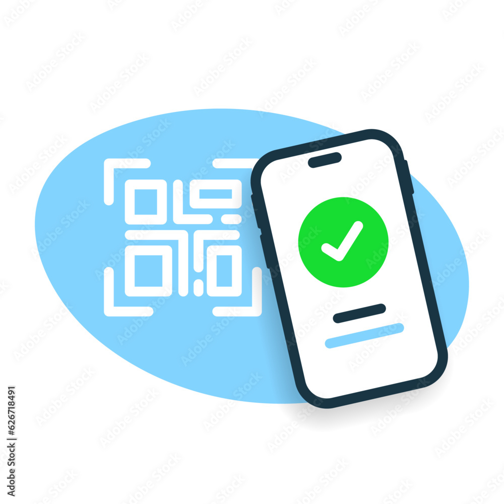 Poster scan to pay, qr code payment with smartphone success concept illustration flat design vector eps10. 