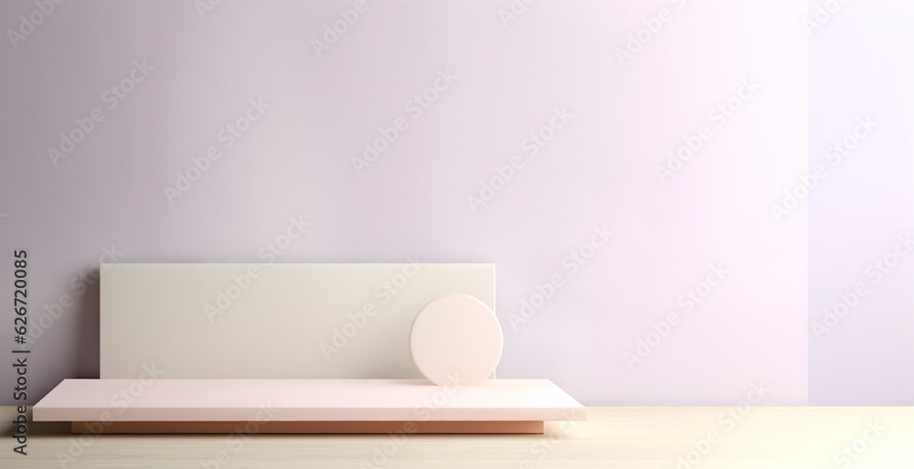 Fototapete abstract minimal concept. pastel colour background with podium and abstract geometric landscape. moc