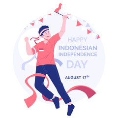 Indonesian Independence Day Character Illustration