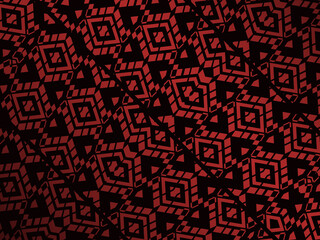 Fototapeta premium High contrast red and black glossy stripes background. Luxurious batik ornament. Abstract technology graphic banner design. Vector corporate background.