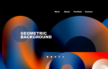 Website landing page abstract geometric background. Circles and round shapes. Web page for website or mobile app wallpaper