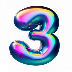 Number 3 made of colorful number, balloon, birthday, celebration