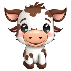 Cute baby cow clipart on transparent background