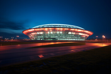 stadium exterior at night