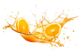 fresh orange juice splash with orange slice isolated