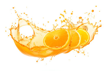 fresh orange juice splash with orange slice isolated