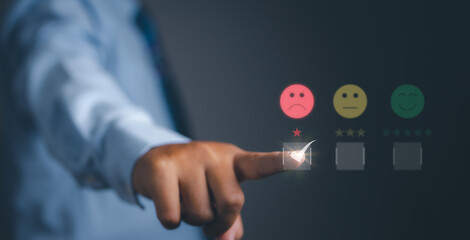 Businessman choose dissatisfaction customer satisfaction experience low rating