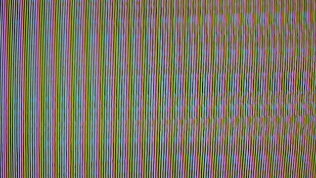Retro glitch analog VHS pattern of long lines waves and resetting to black screen