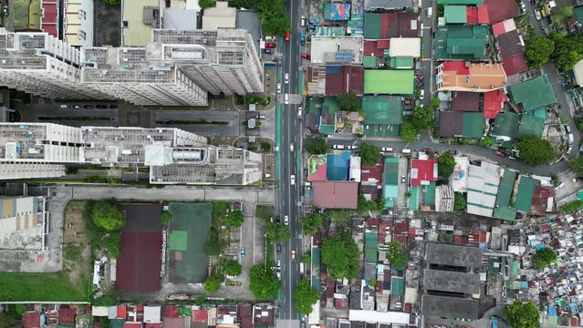 Top Down View of Cityscape West Crame, Quezon City, Manila, Philippines