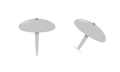 Metal thumbtack clipart. Simple thumbtack flat vector illustration clipart cartoon style, hand drawn doodle. Students, classroom, school supplies, back to school concept