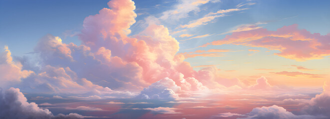 pink sunset sky illustration with clouds