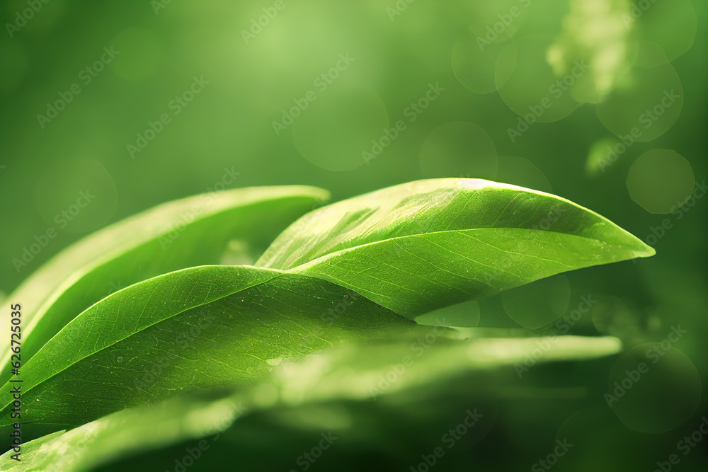 Poster green leaf background close up view. nature foliage abstract of leave texture for showing concept of