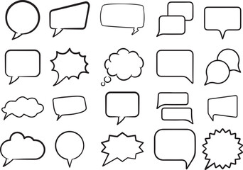 Speech bubble flat outline vector set
