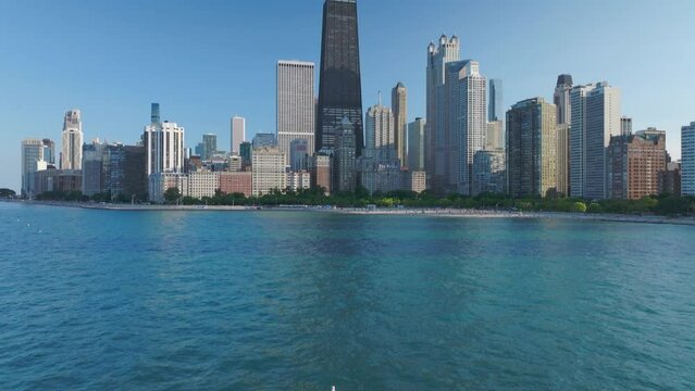 Epic shot of Chicago and lake Michigan.