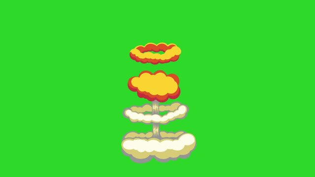 Animated hand drawn atomic bomb exploding green screen