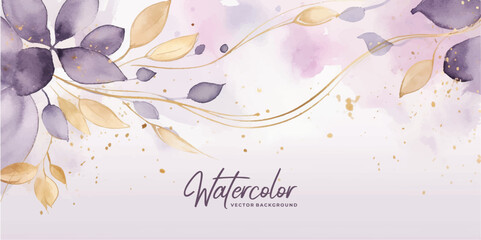Elegant, romantic watercolor background with hand painted lilies. Colorful watercolor blot, wash, ink imitation.