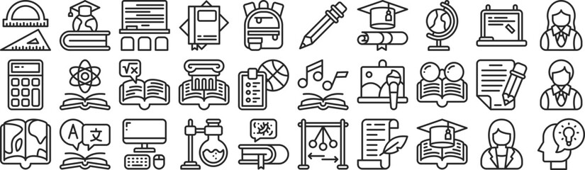 Back to school line icon set. Perfect for graphic design, mobile, UI, and web masterpieces
