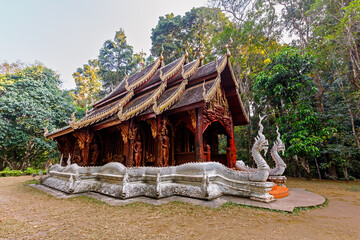 Wat Luang Khun Win old wooden temple in deep forest