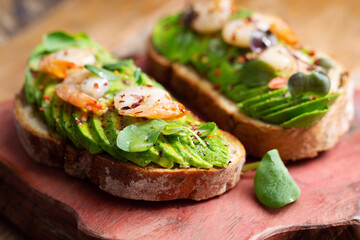 Open Sandwich with Avocado and Shrimp