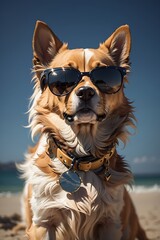Dog with cool sunglasses AI Generated Image