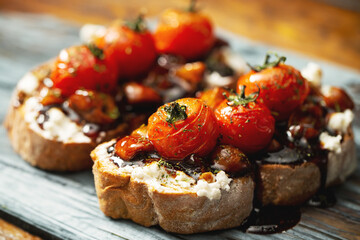Open Sandwich with Cherry Tomatoes and Cream Cheese
