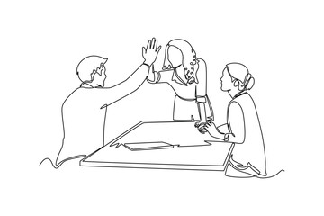 Single one line drawing effective and productive concept. Continuous line draw design graphic vector illustration.