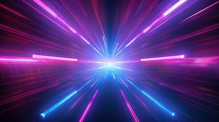 Fototapeta na wymiar eon light tunnel with red and neon rainbow lights, in the style of rustic futurism, violet and aquamarine, high-angle, vintage aesthetics, poster, unreal engine 5, large canvas format